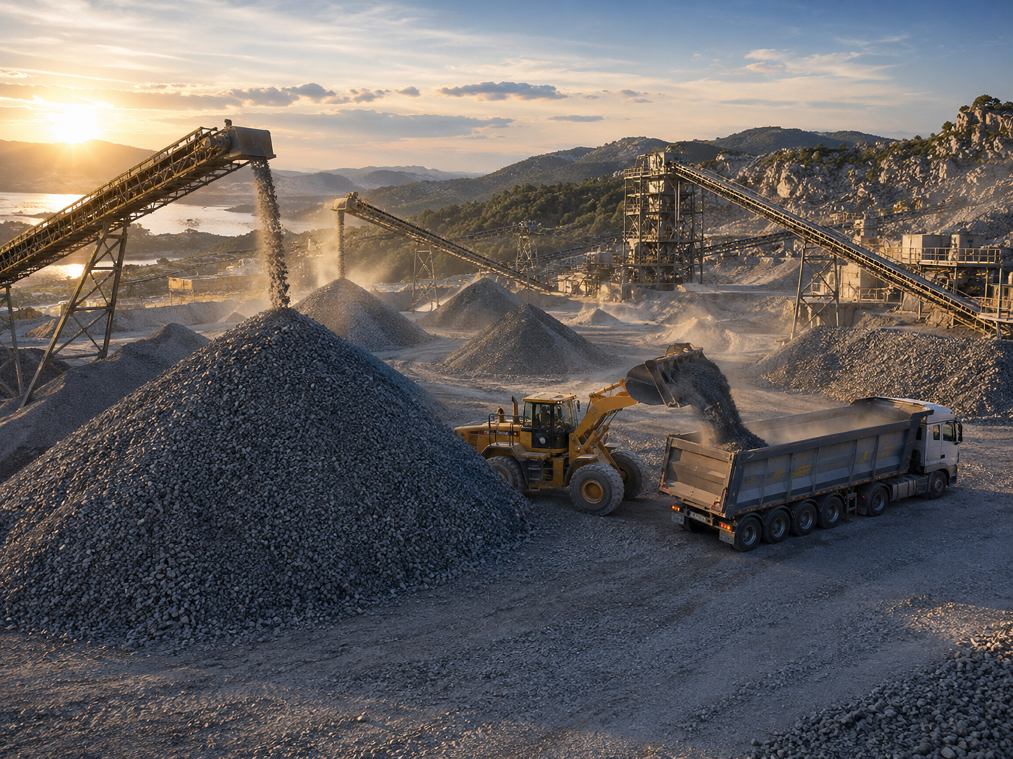 Aggregate loading section of granite crushing production line in Pontevedra Spain