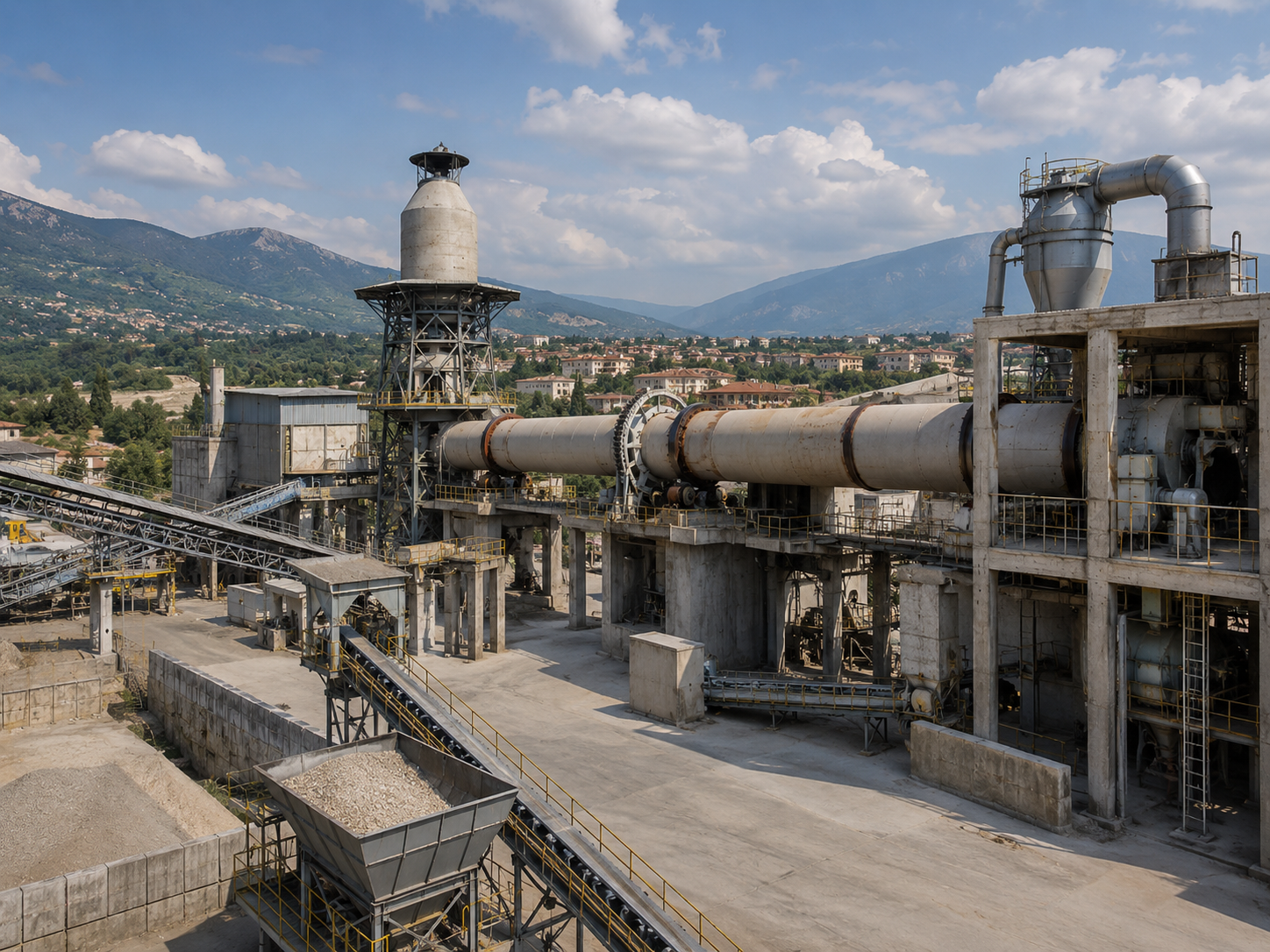 Conveyor and stockpile section of granite crushing production line in Pontevedra Spain