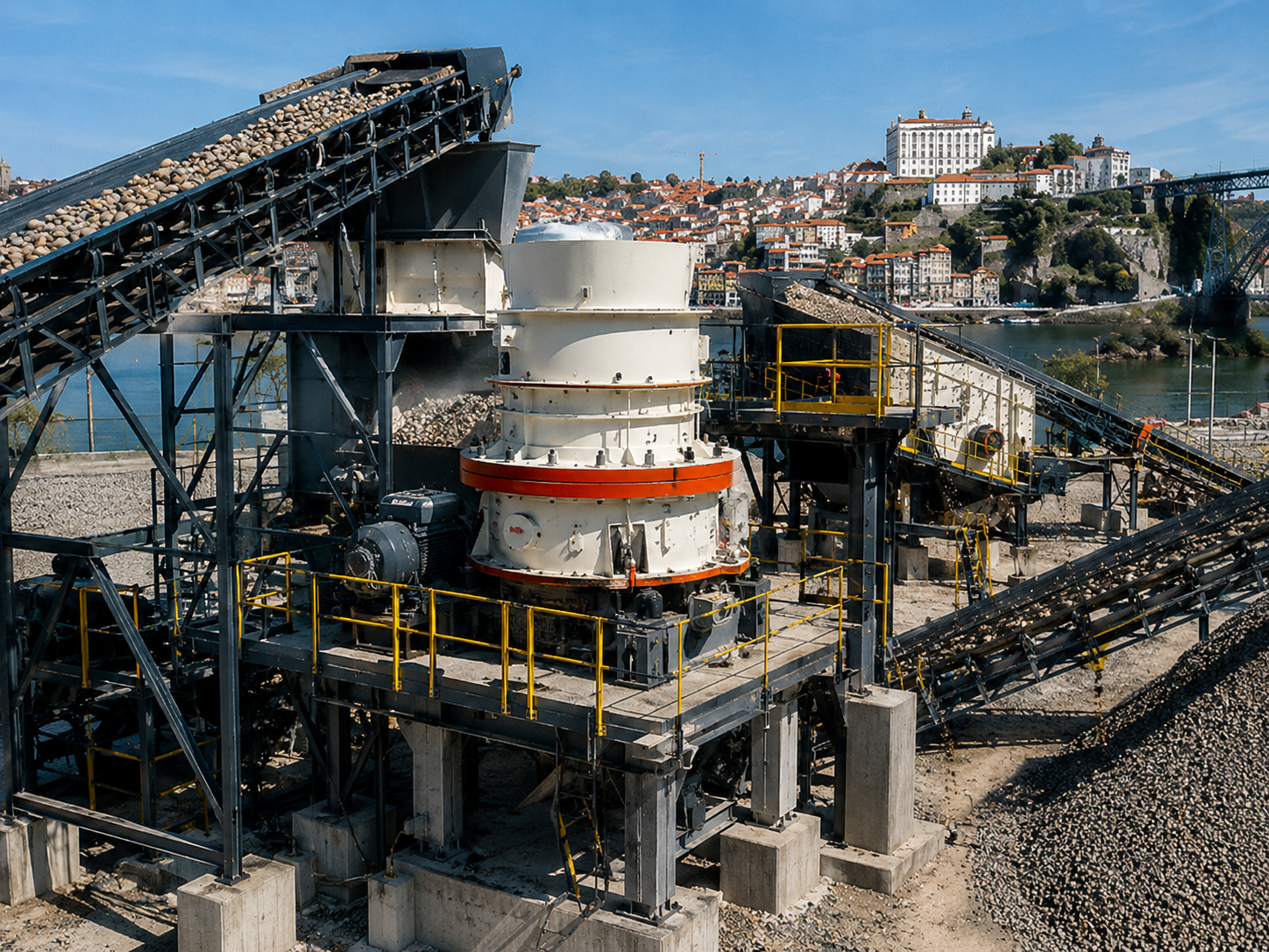 Cone crusher secondary crushing section of 650 TPH pebble crushing line