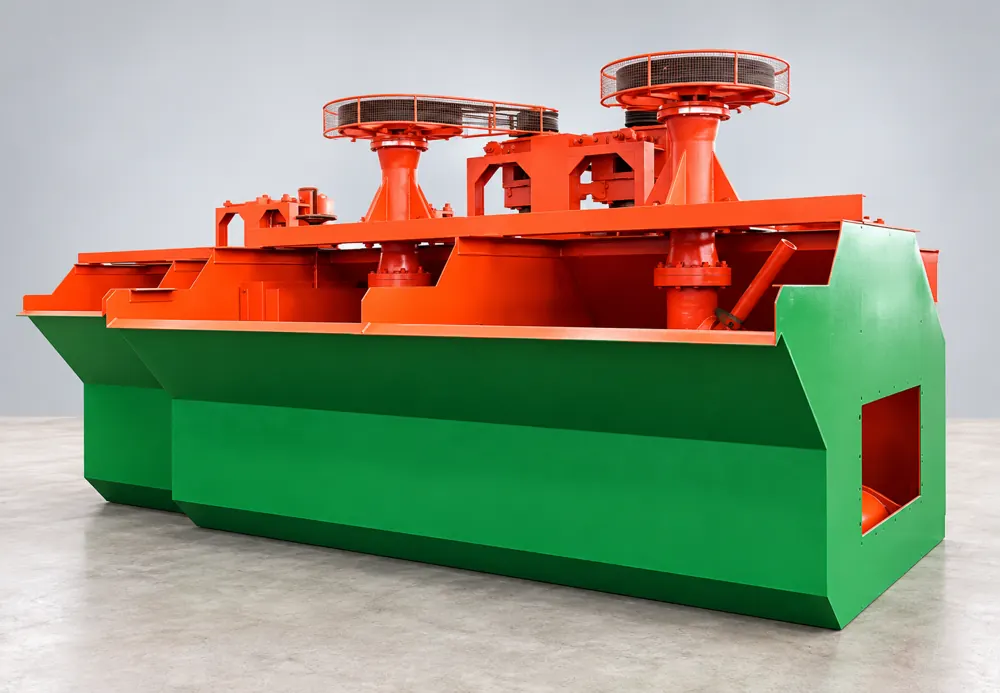 Green SF flotation machine with red upper assembly and two circular drive guards